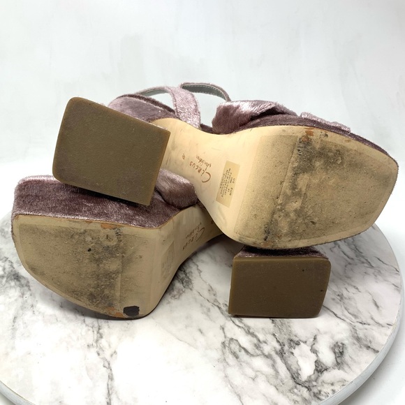 Circus NY By Sam Edelman Audrea Pink Velvet Platform Heels 10 Retro Statement - Picture 8 of 16